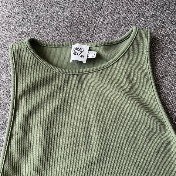 Princess Polly Sage Green Ribbed Tank Top - Picture 3 of 3